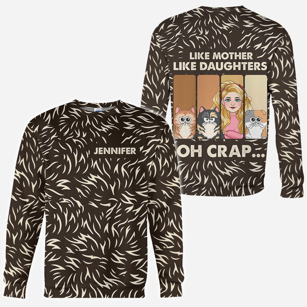 Wie die Mutter, so der Vater, so die Tochter, so der Sohn. Katzen- und Hundeliebhaber – personalisiertes T-Shirt mit Katzenmotiv.