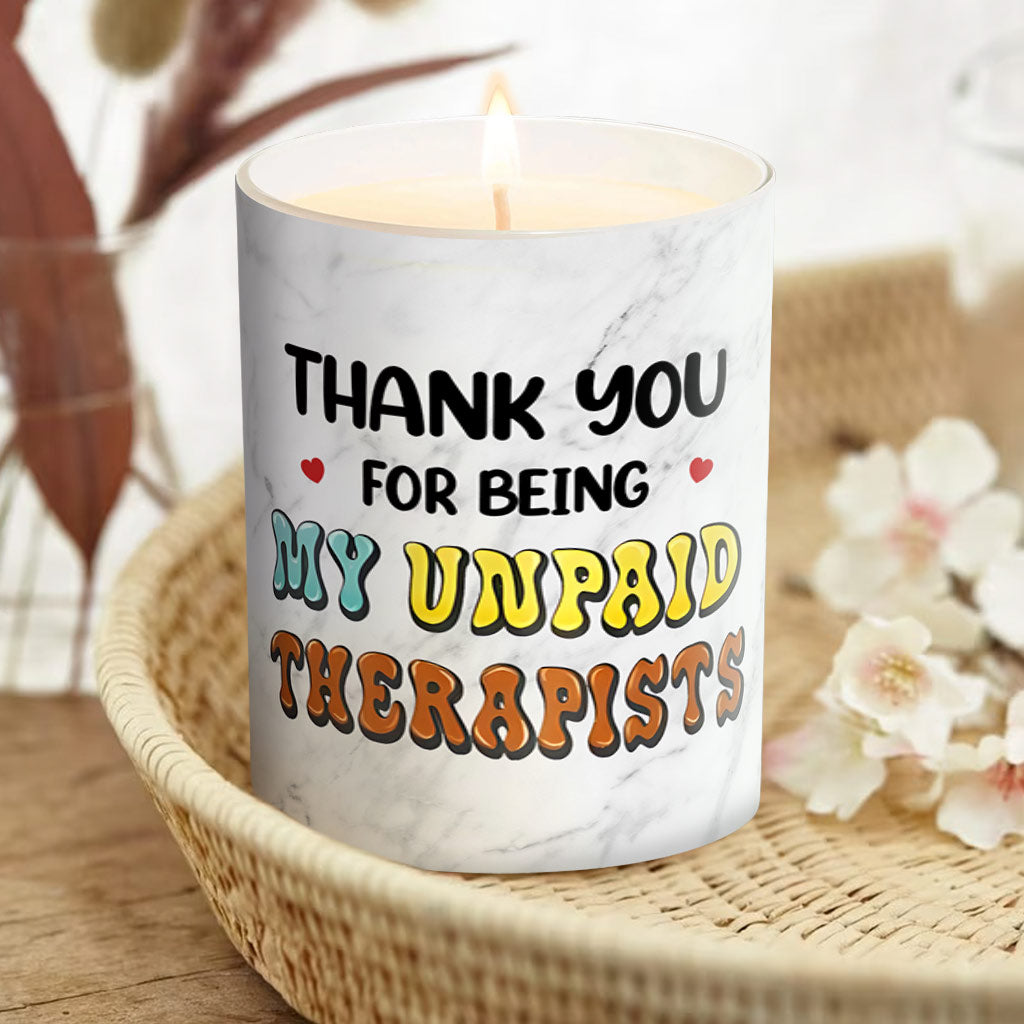 Thank You For Being My Unpaid Therapist - Personalized Bestie Candle With Wooden Lid