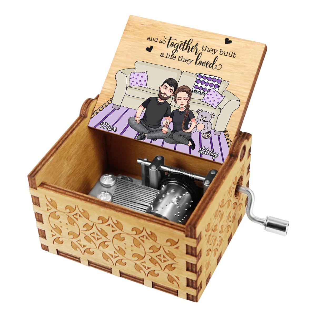 And So Together They Built A Life They Loved - Couple gift for husband, wife, boyfriend, girlfriend - Personalized Hand Crank Music Box