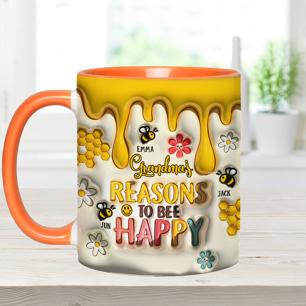 Grandma’s Reasons To Bee Happy - Gift for grandma - Personalized Accent Mug