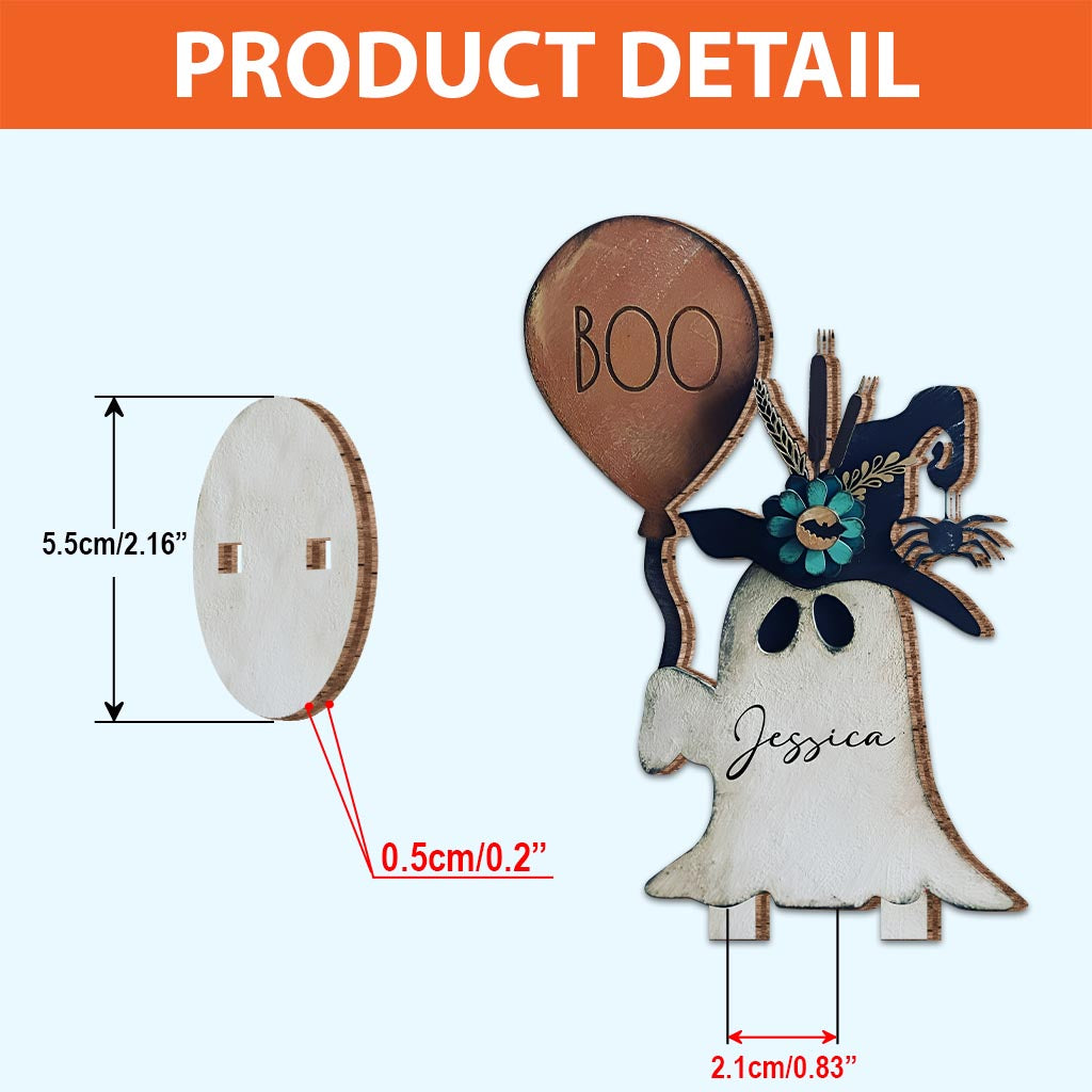 Cute Ghost - Personalized Halloween Freestanding Wood Plaque