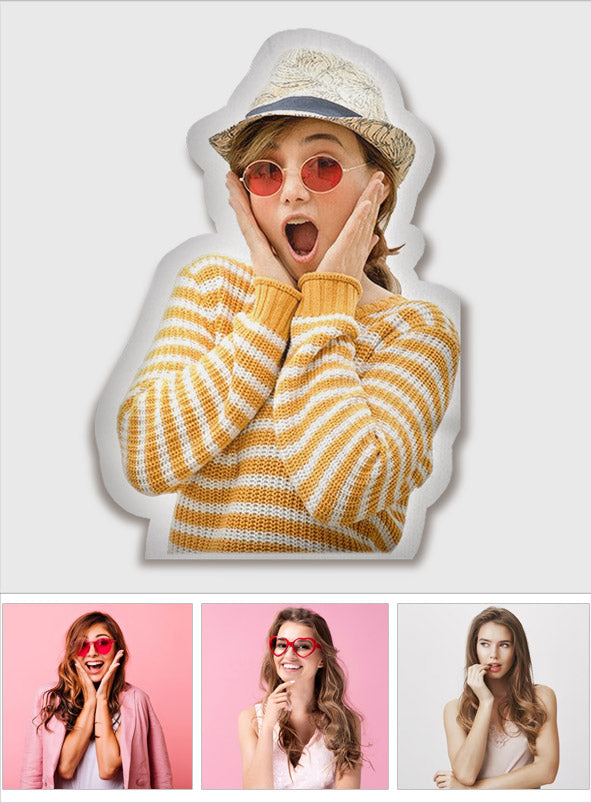 Personalisiertes Kissen in Form einer Tante – mit Fotomotiv