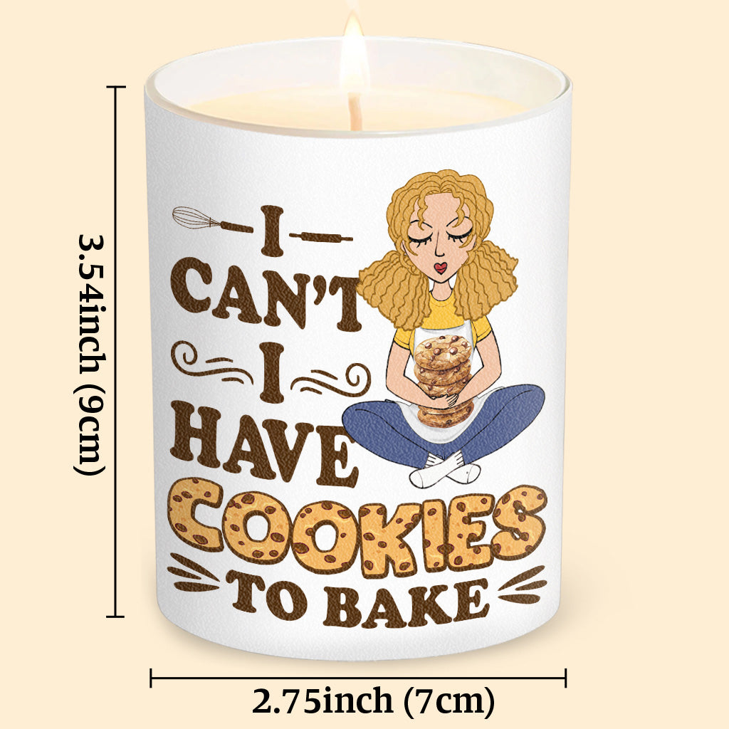 I Can't I Have Cookies To Bake - Personalized Baking Candle With Wooden Lid