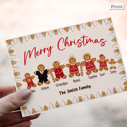 Merry Christmas Gingerbread Family - Personalized Family Greeting Card