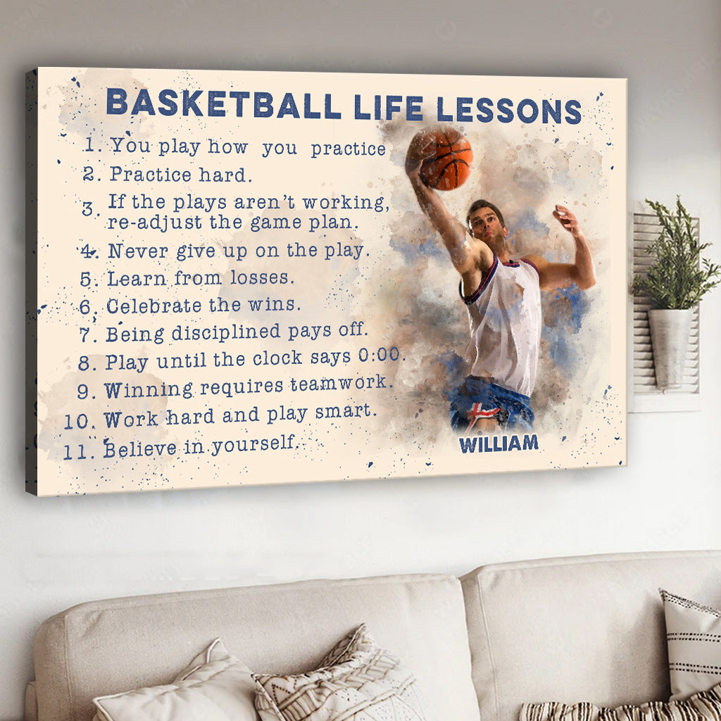 Basketball-Lebenslektionen – Personalisierte Basketball-Leinwand und Poster