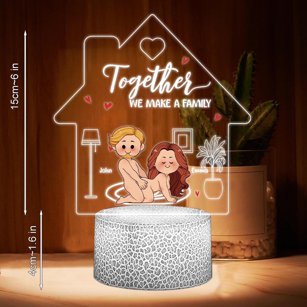 Together We Make A Family - Personalized Couple Shaped Plaque Light Base