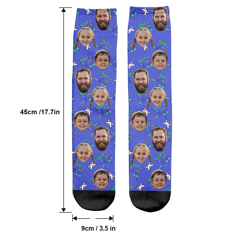 Custom Face Party Pattern - Personalized Step Dad Socks