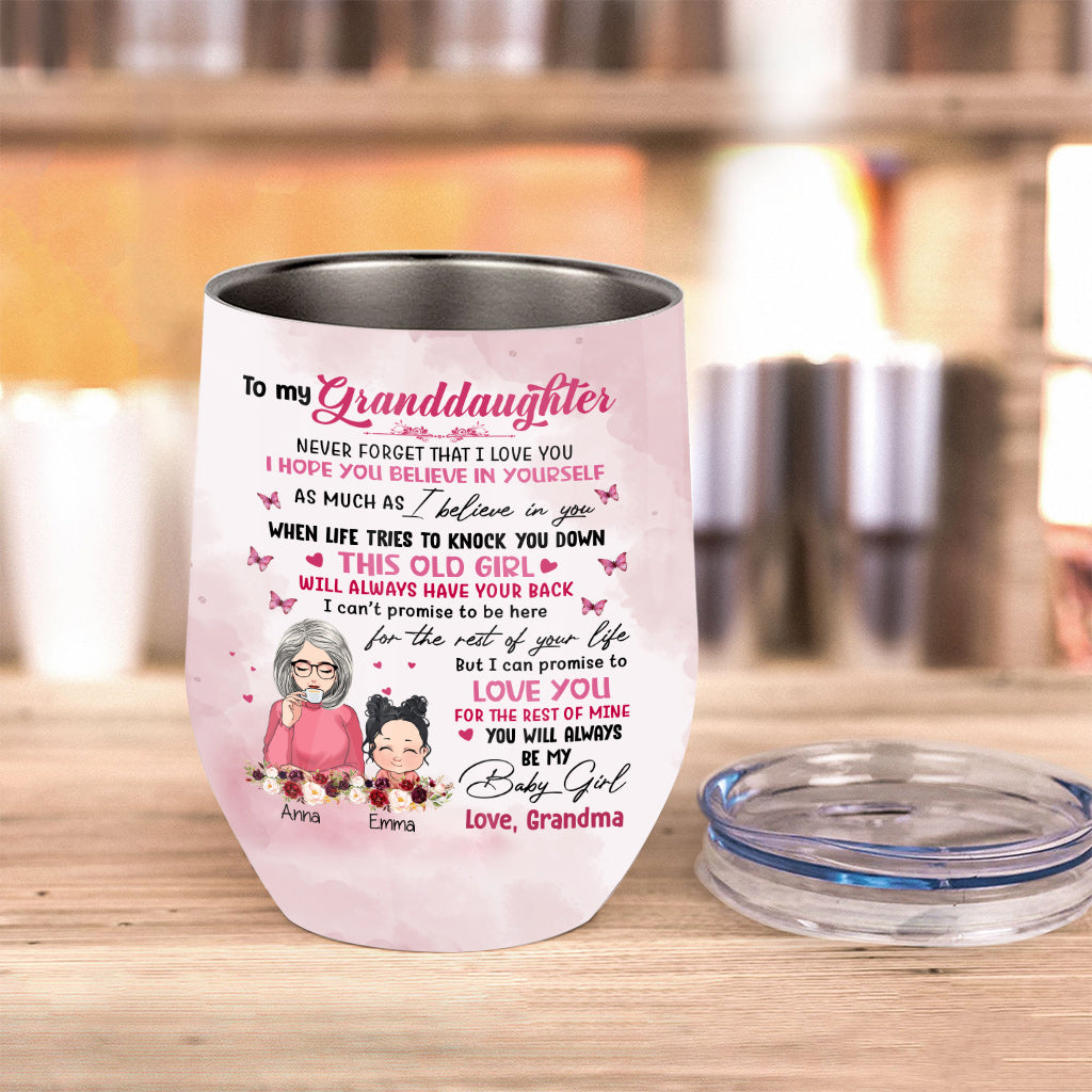 To My Granddaughter - Personalized Grandma Wine Tumbler