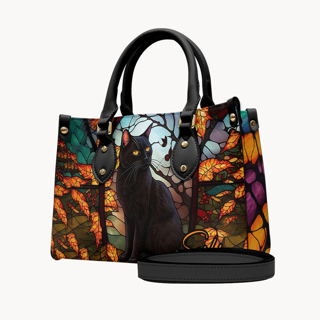 Black Cat - Personalized Black Cat Leather Handbag
