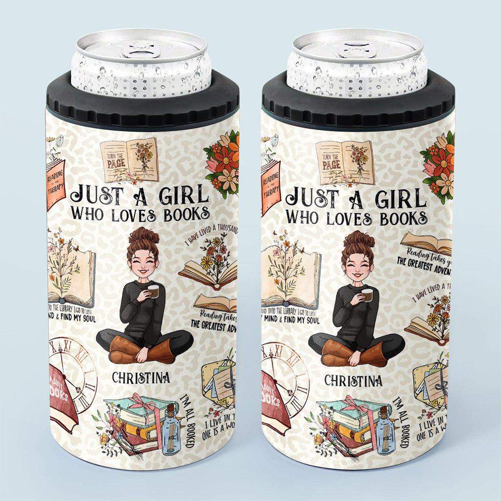 Just A Girl Who Loves Books - Personalized Book Can Cooler