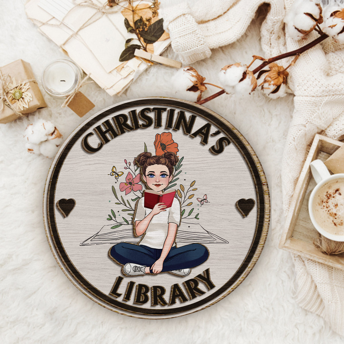 My Library - Personalized Book 2 Layered Wood Sign / Wood Plaque