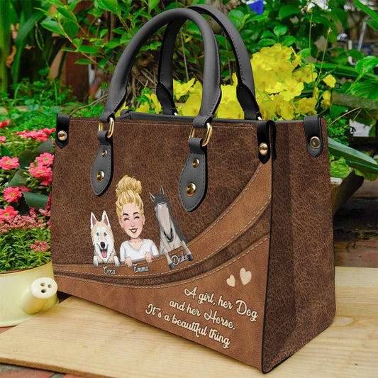 What A Beautiful Thing - Horse gift for dog lover, cat lover - Personalized Leather Handbag