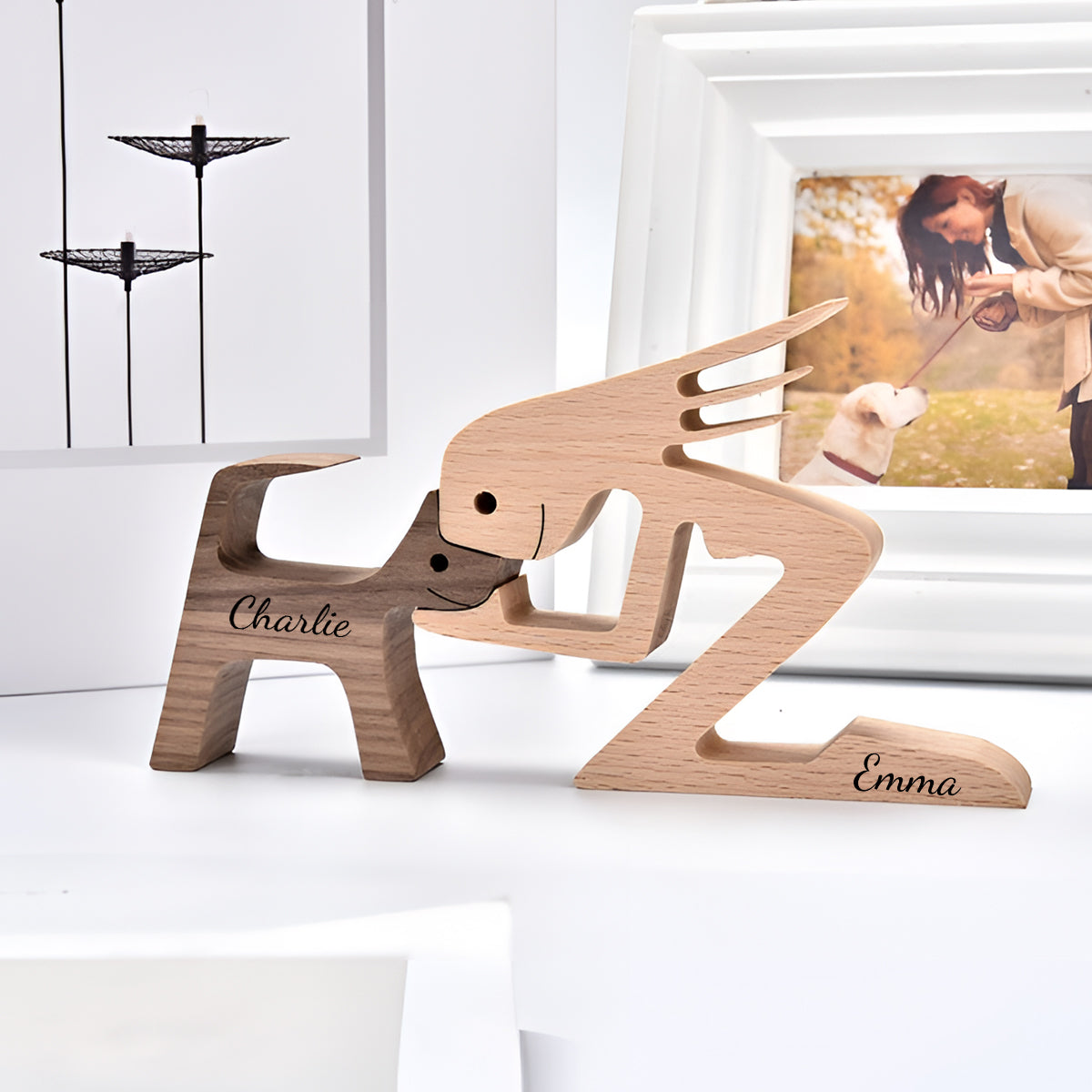 You & Me And The Dog - Personalized Couple Decorative Figures