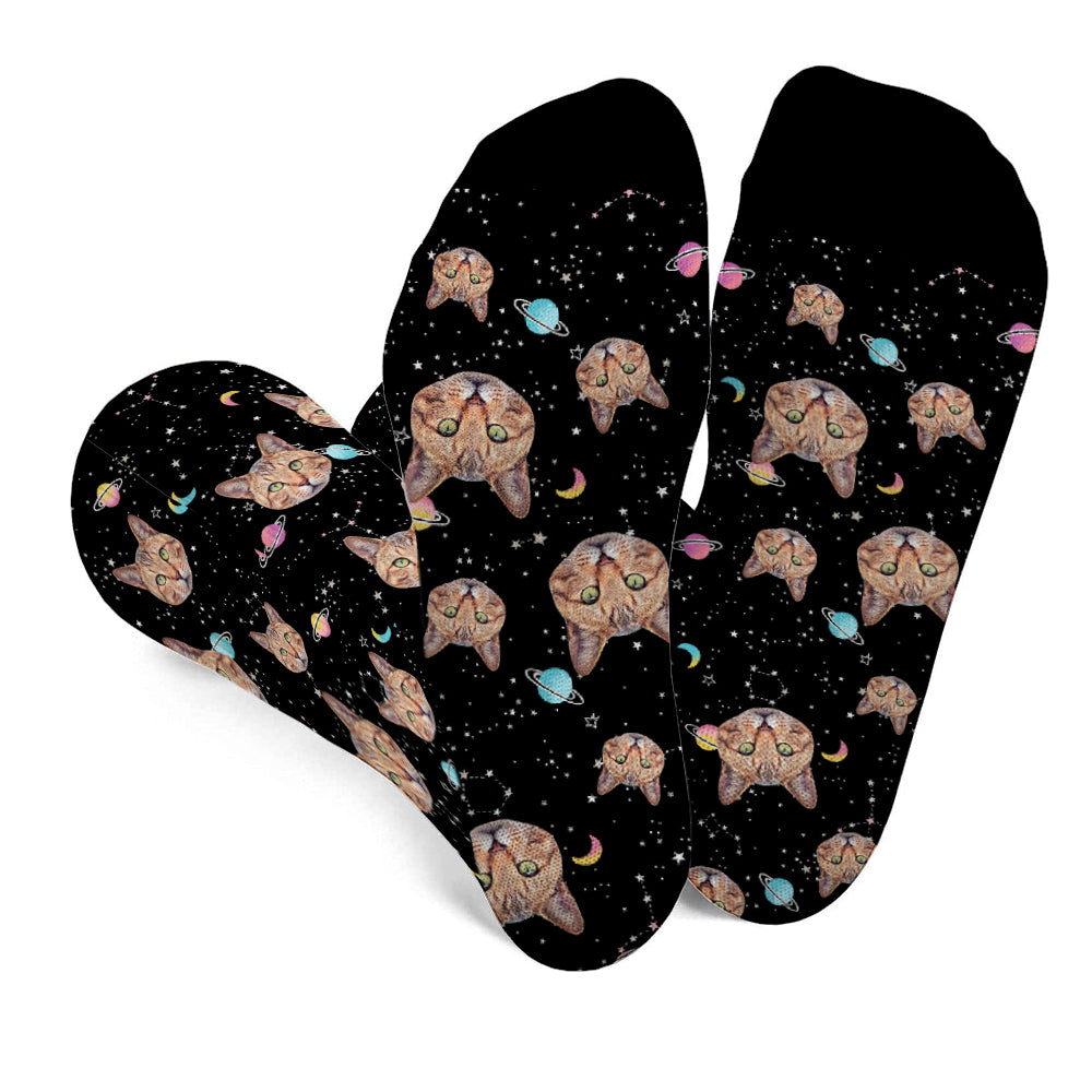 Chaussettes personnalisées pour chat - Visage Galaxie