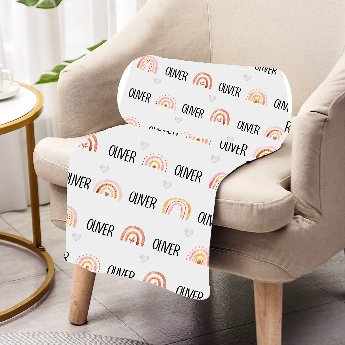 Custom Name Retro Rainbow - Personalized grandson Blanket