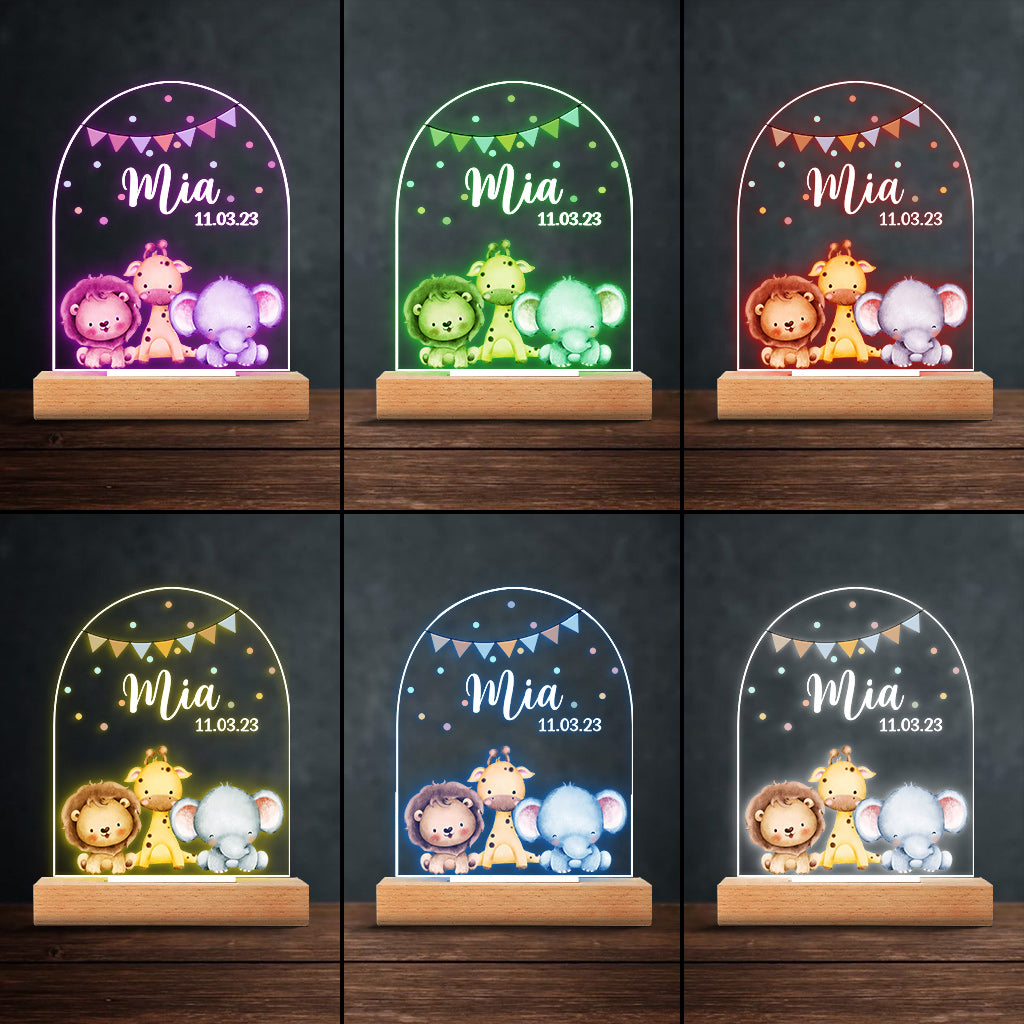 Nursery Gift For Newborn - Personalized Kid Shaped Plaque Light Base