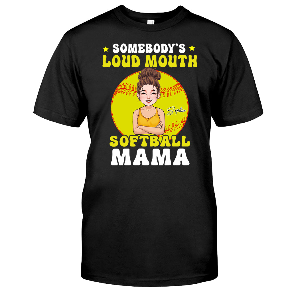 Loud Mouth Softball Mama - Personalized Softball T-shirt And Hoodie