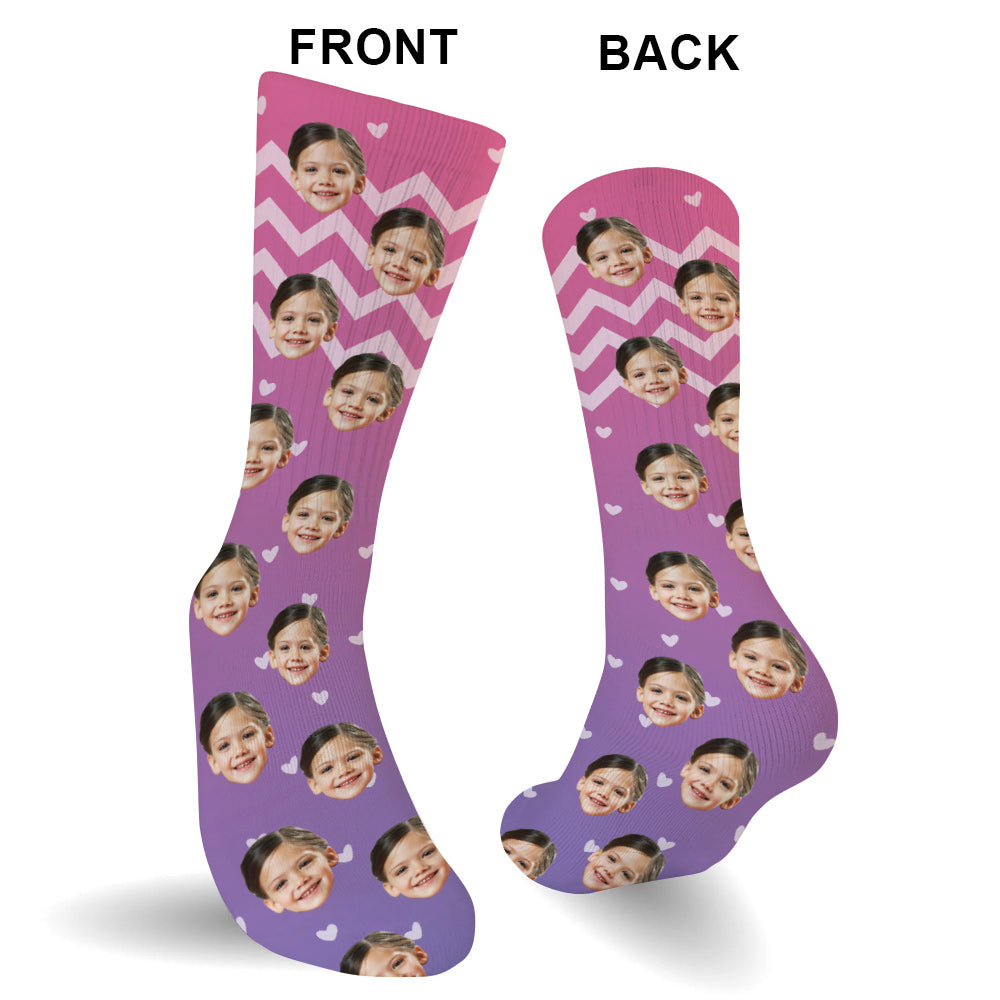 Custom Face Purple Pattern - Personalized granddaughter Socks