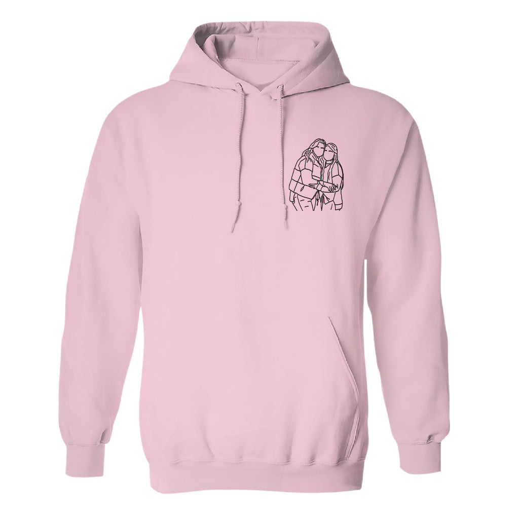 Custom Line Art - Personalized Bestie Embroidered Hoodie