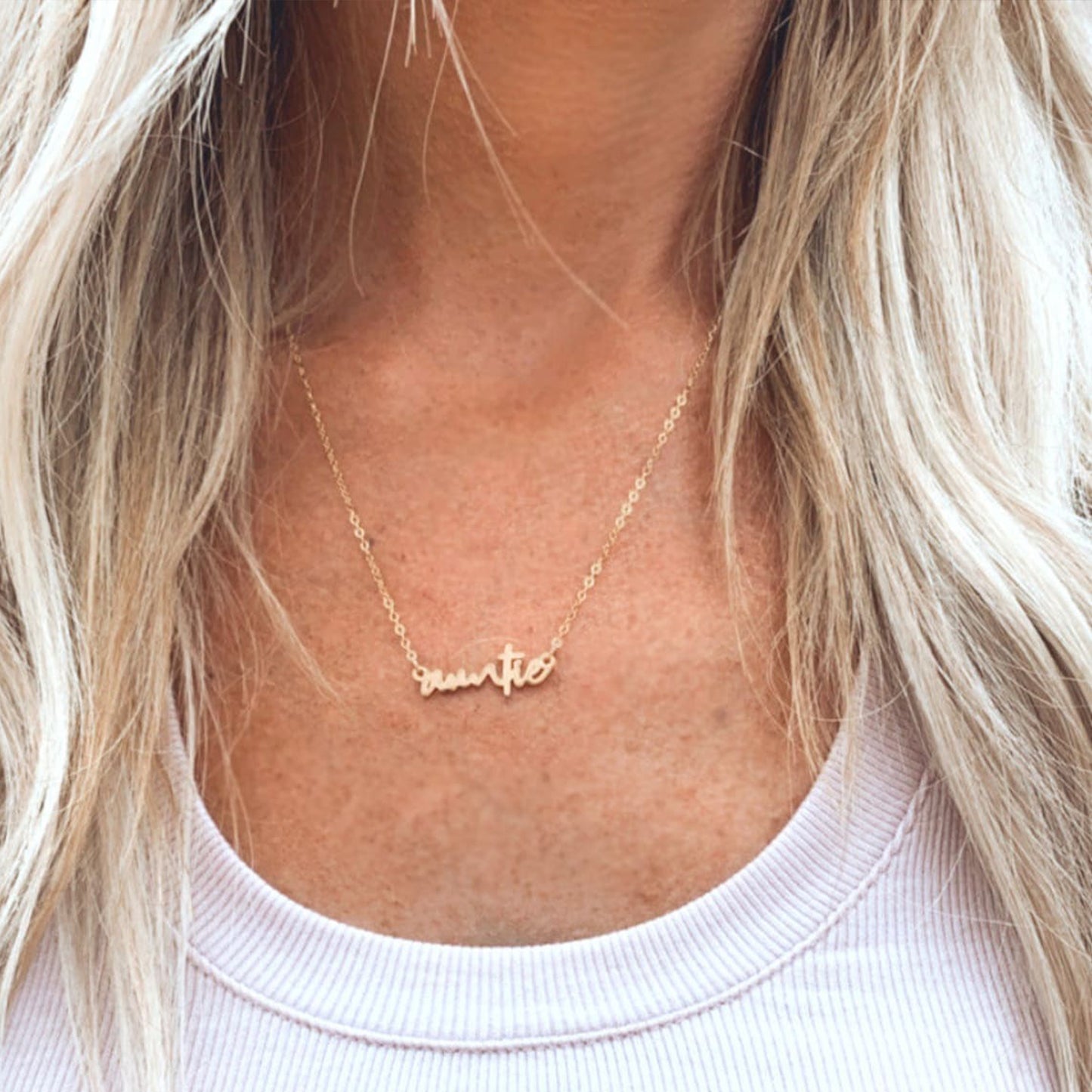 Auntie - Gift for Aunt - Personalized Name Necklace