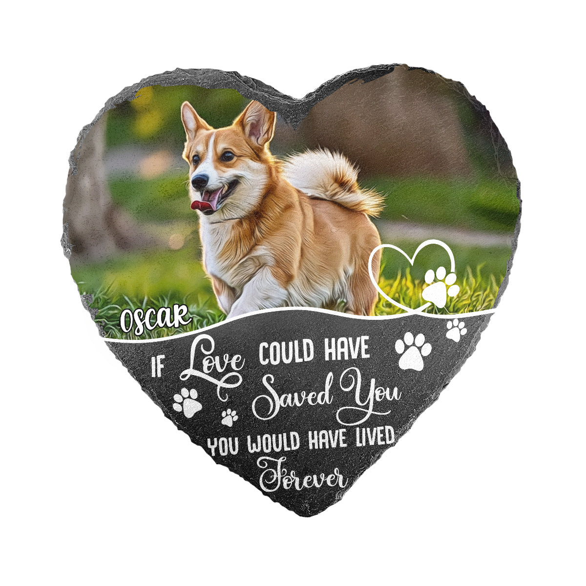 If Love Could Have Saved You - Personalized Dog Heart Shaped Stone