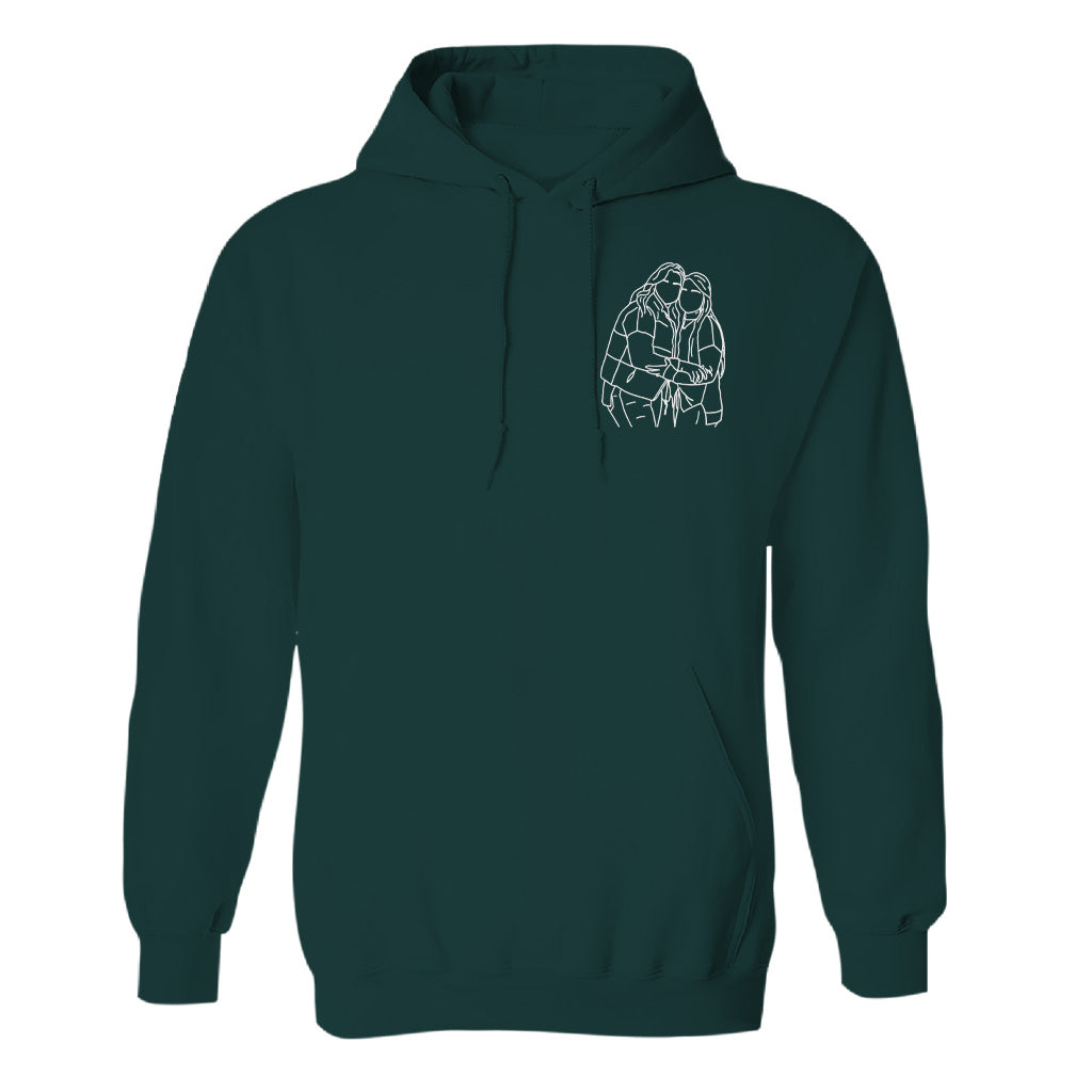 Custom Line Art - Personalized Bestie Embroidered Hoodie