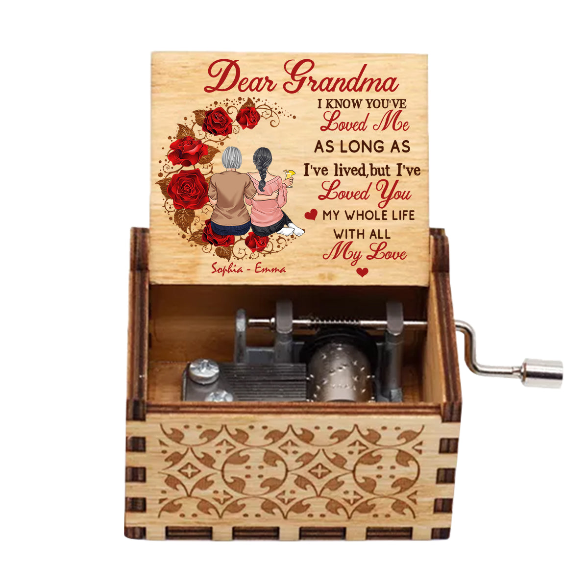 Mom I've Loved You - Gift for mom, grandma, husband, wife, aunt, sister, brother - Personalized Hand Crank Music Box