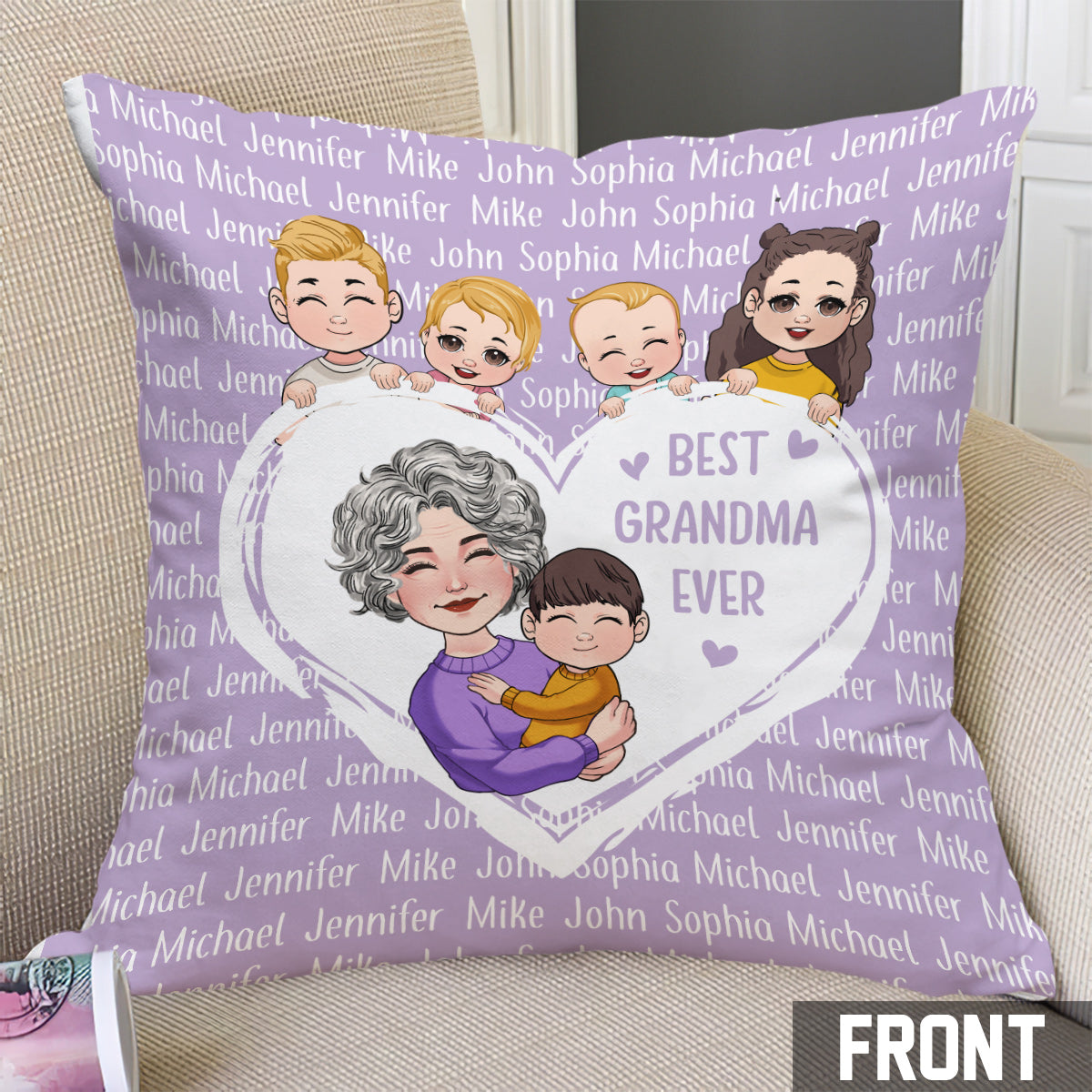 Oma/Nana/Gigi, wir lieben dich – personalisiertes Oma-Kissen