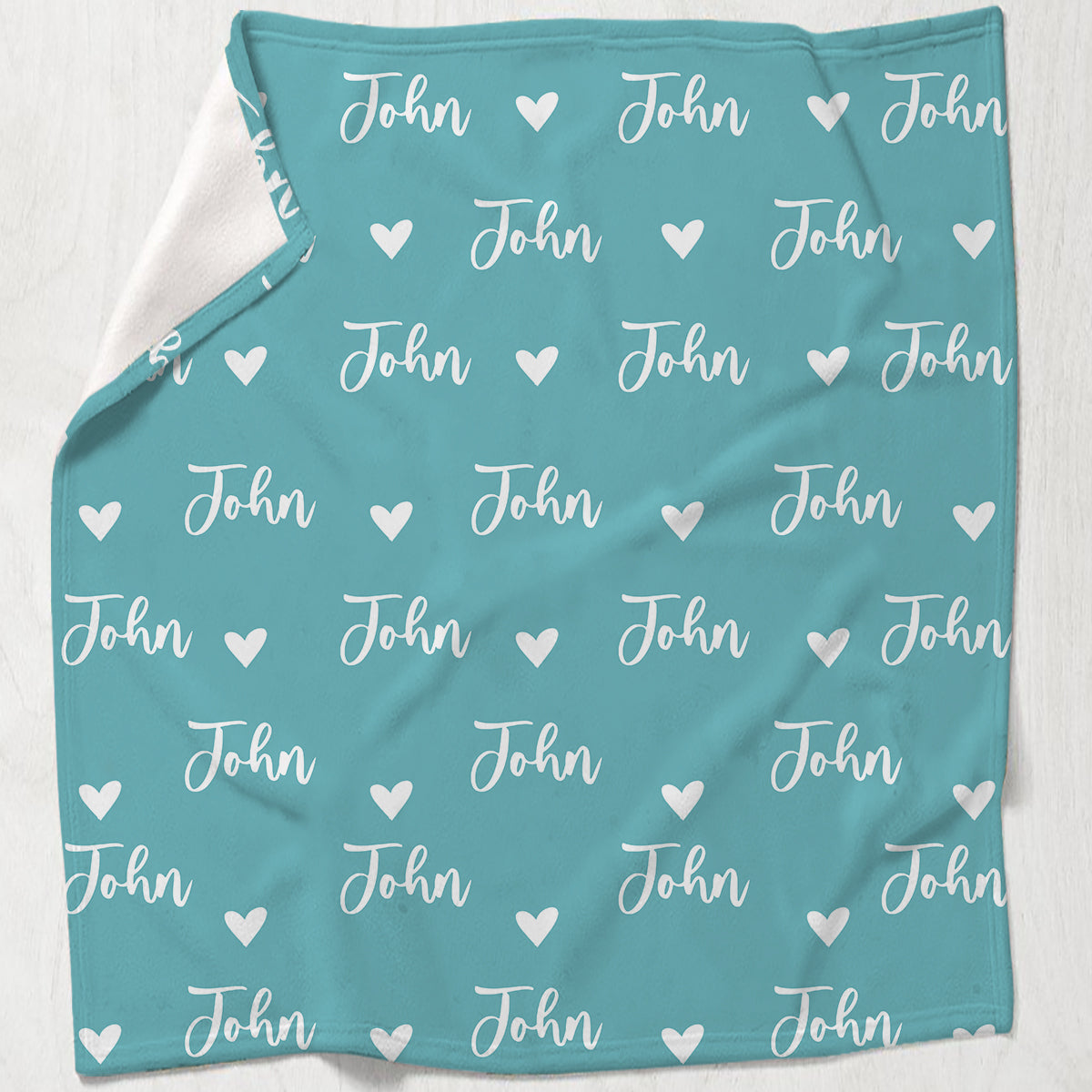 Custom Name Heart Pattern - Personalized Kid Blanket