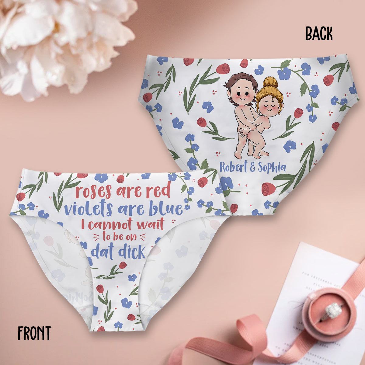 Roses Are Red Violets Are Blue - Personalized Couple Women Briefs
