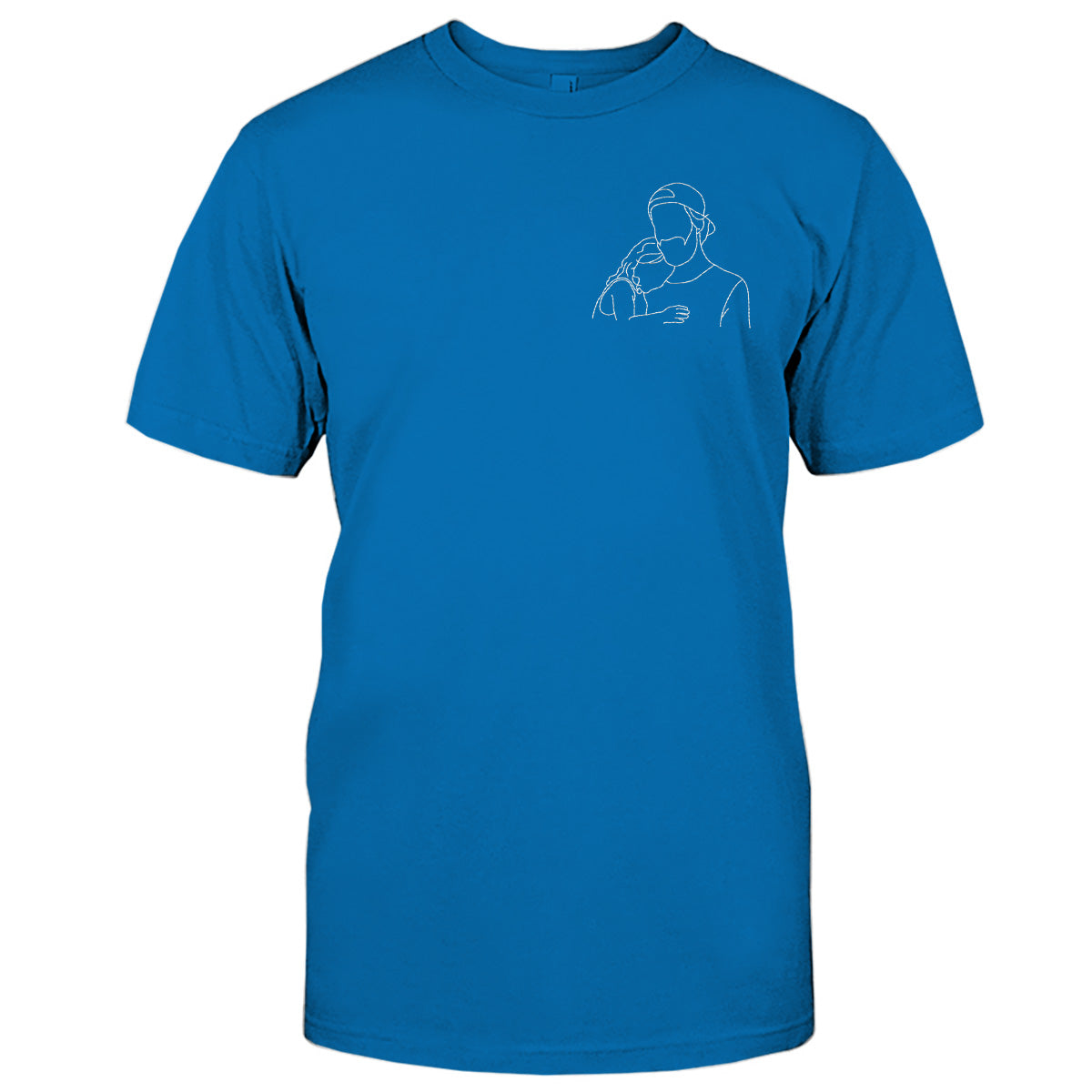 Individuelle Strichzeichnung – Personalisiertes, besticktes T-Shirt für Stiefväter
