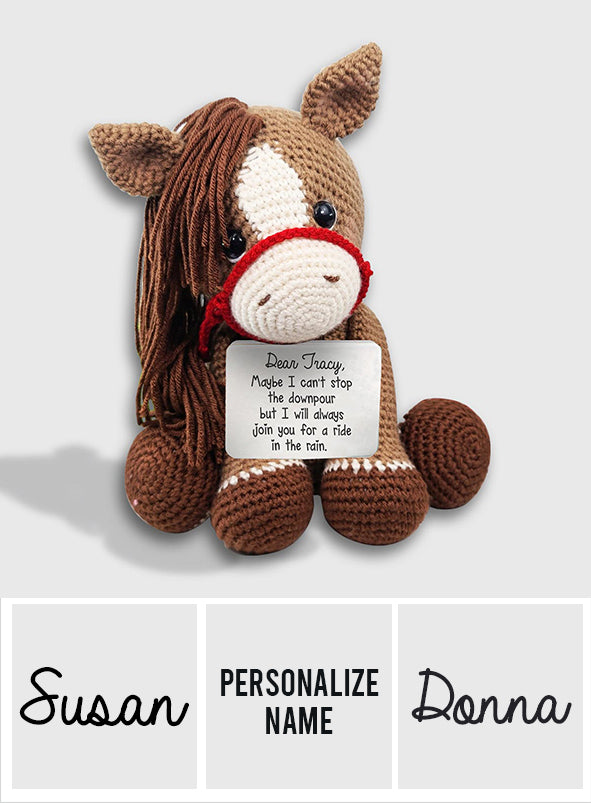 Chevauche-moi - Figurine de cheval personnalisée tricotée à la main