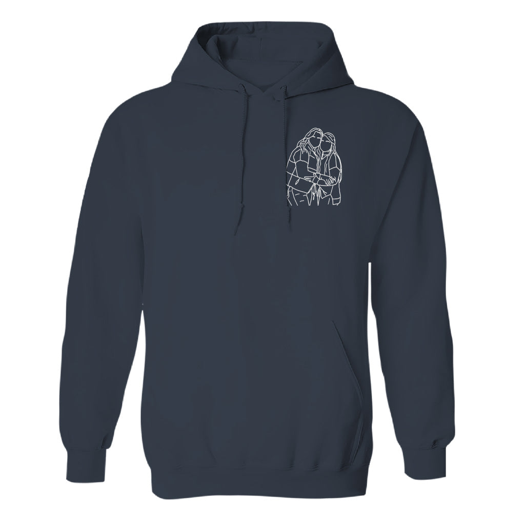 Custom Line Art - Personalized Sibling Embroidered Hoodie