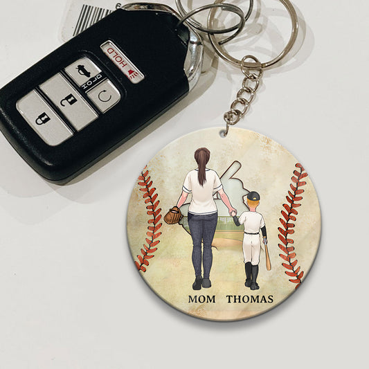 Behind Every Baseball Player - Personalized Baseball Keychain