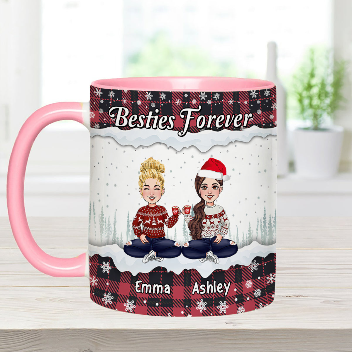 Besties Forever - Personalized Bestie Accent Mug