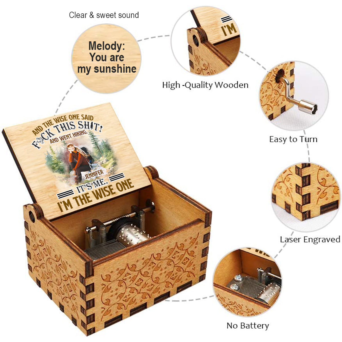 Et le sage dit - Boîte à musique à manivelle personnalisée pour la randonnée