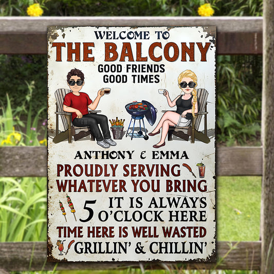 Welcome To Our Patio Bar - Personalized Backyard Rectangle Metal Sign