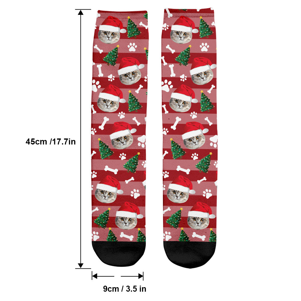 Custom Christmas Photo Socks - Gift for dog lovers, anyone, cat lover, dog lover - Personalized Socks