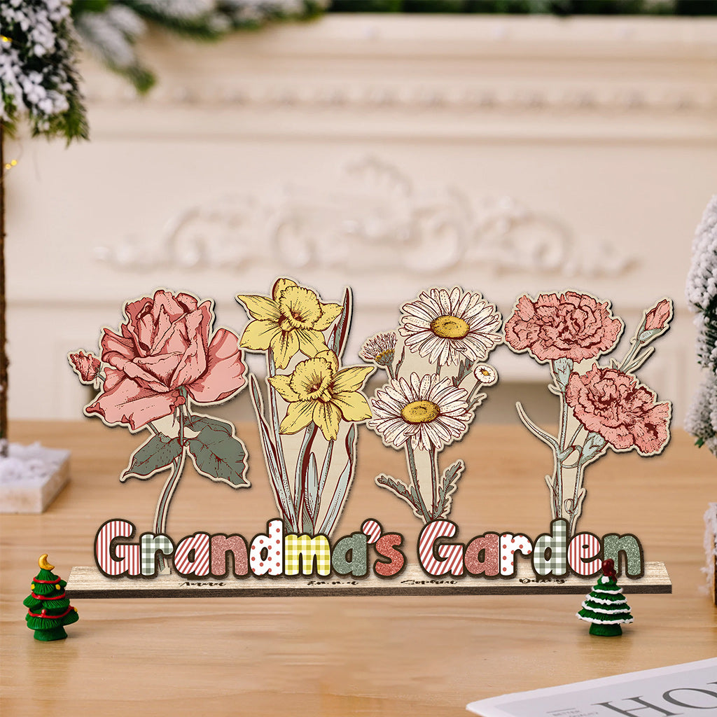 Fleurs de naissance du jardin de grand-mère - Cadeau pour grand-mère - Grand bouquet personnalisé à un étage, autoportant