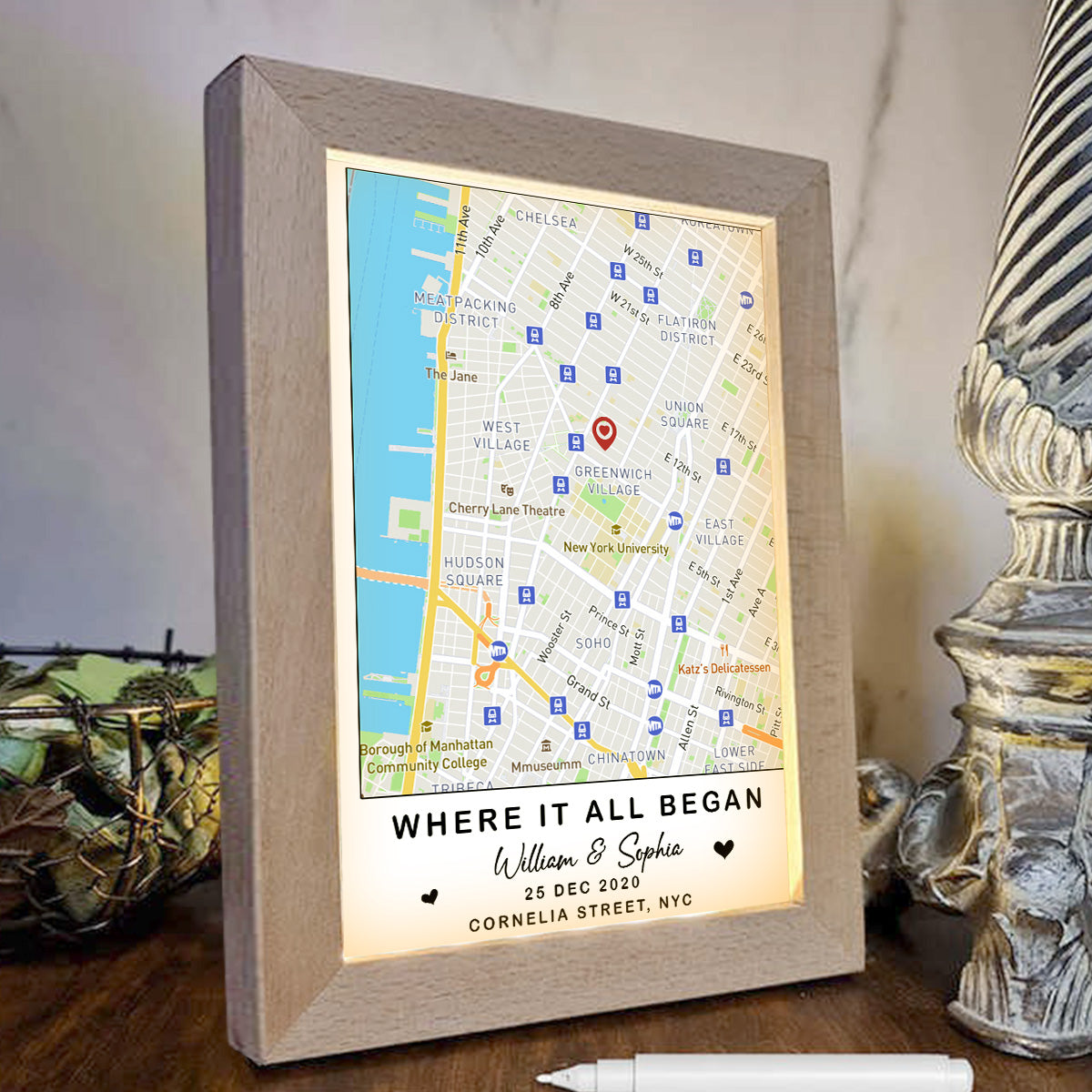 Where It All Began - Personalized Couple Light Photo Frame