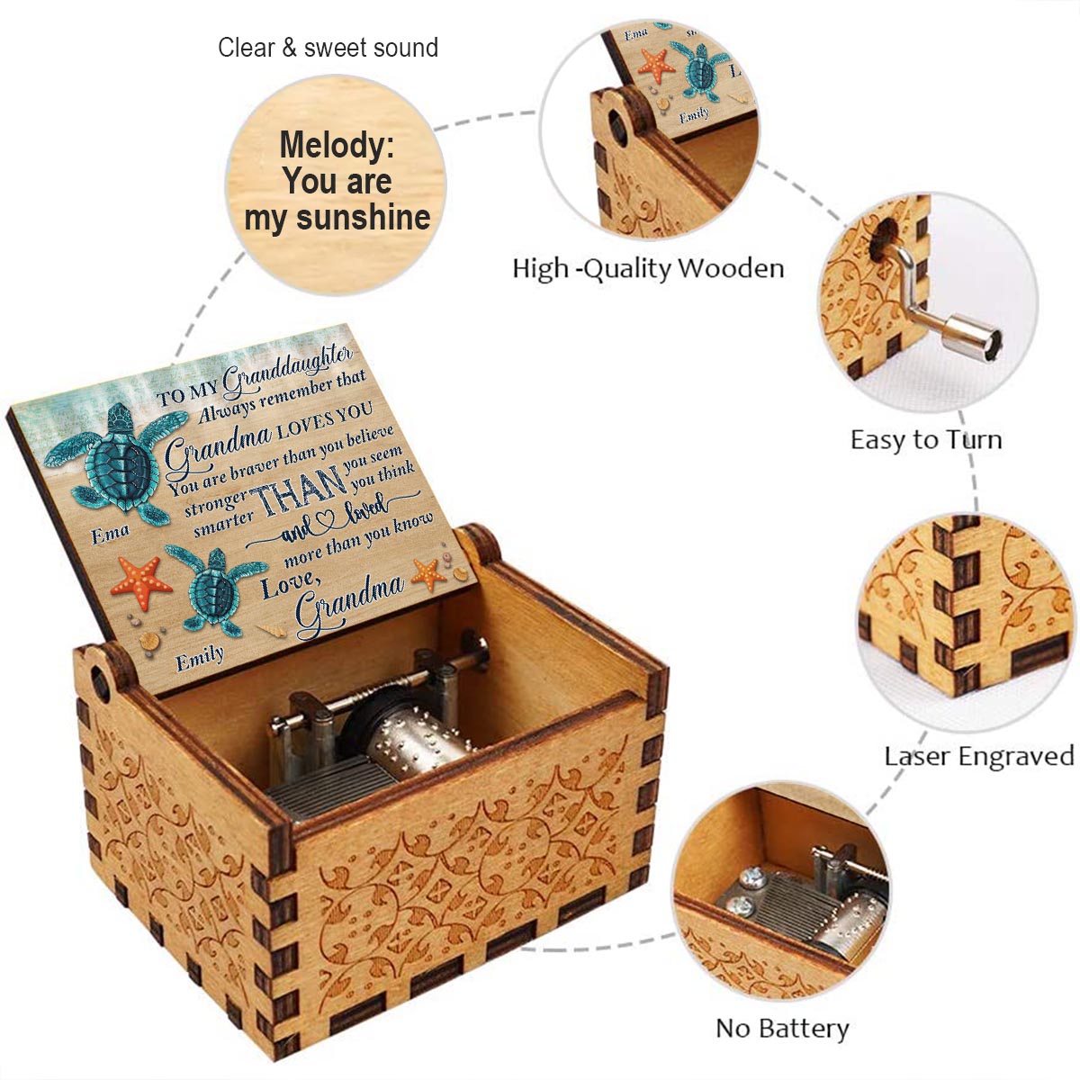 Always Remember That - Gift for grandma, mom, daughter, granddaughter, son, grandson, grandpa, dad - Personalized Hand Crank Music Box