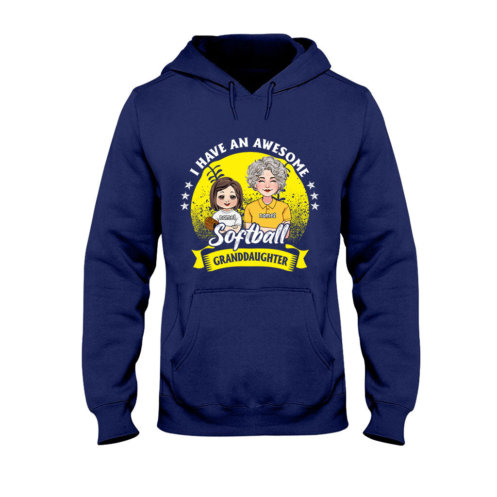 Awesome Softball Granddaughter - Personalized Softball T-shirt And Hoodie