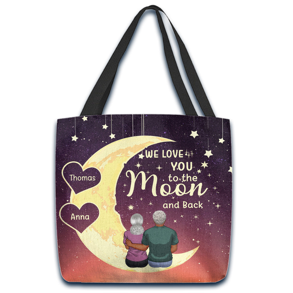 To The Moon And Back - Gift for grandma, mom, daughter, granddaughter - Personalized Tote Bag