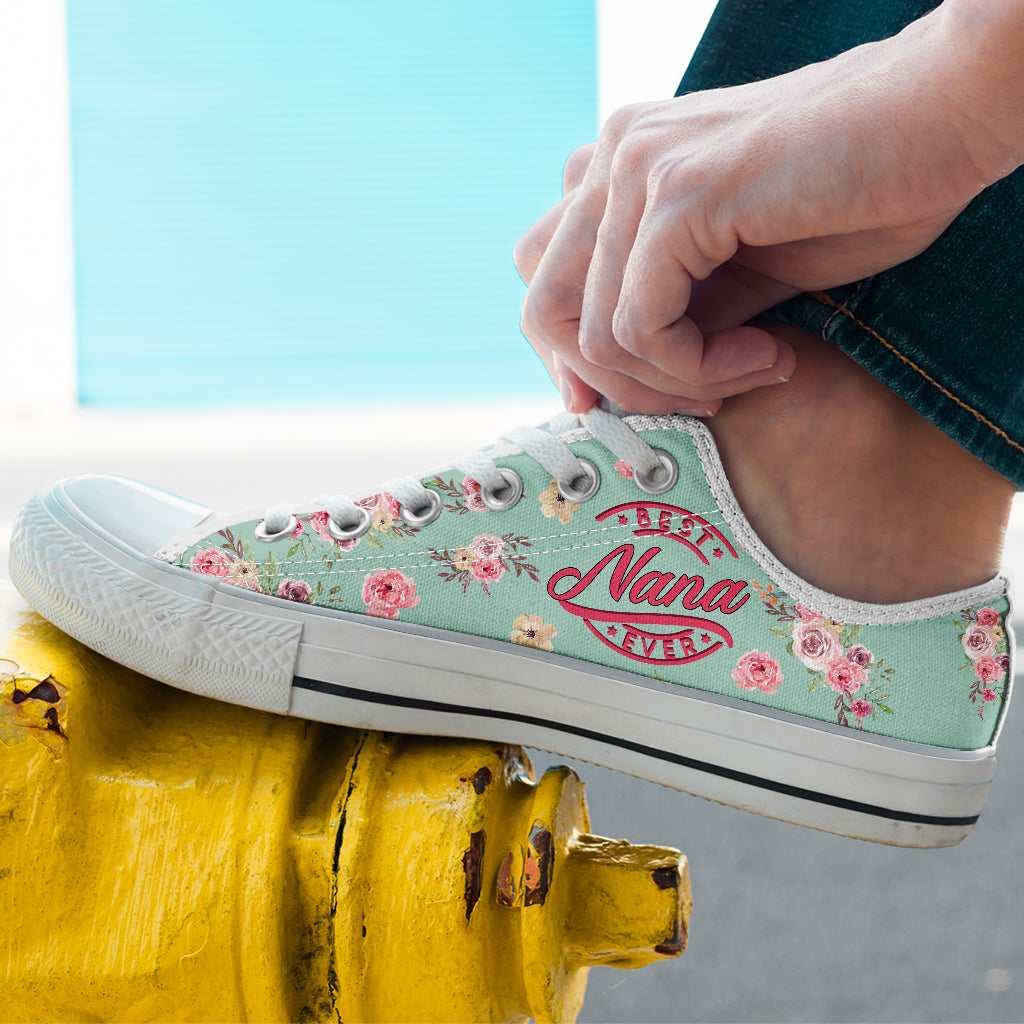 Best Grandma Mimi Nana Ever - Personalized Grandma Low Top Shoes