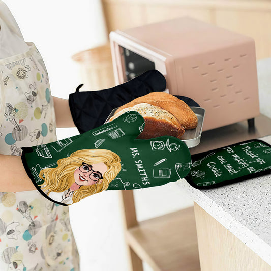 Quel plaisir d'apprendre de vous ! - Ensemble de gants de cuisine et maniques personnalisés pour enseignants