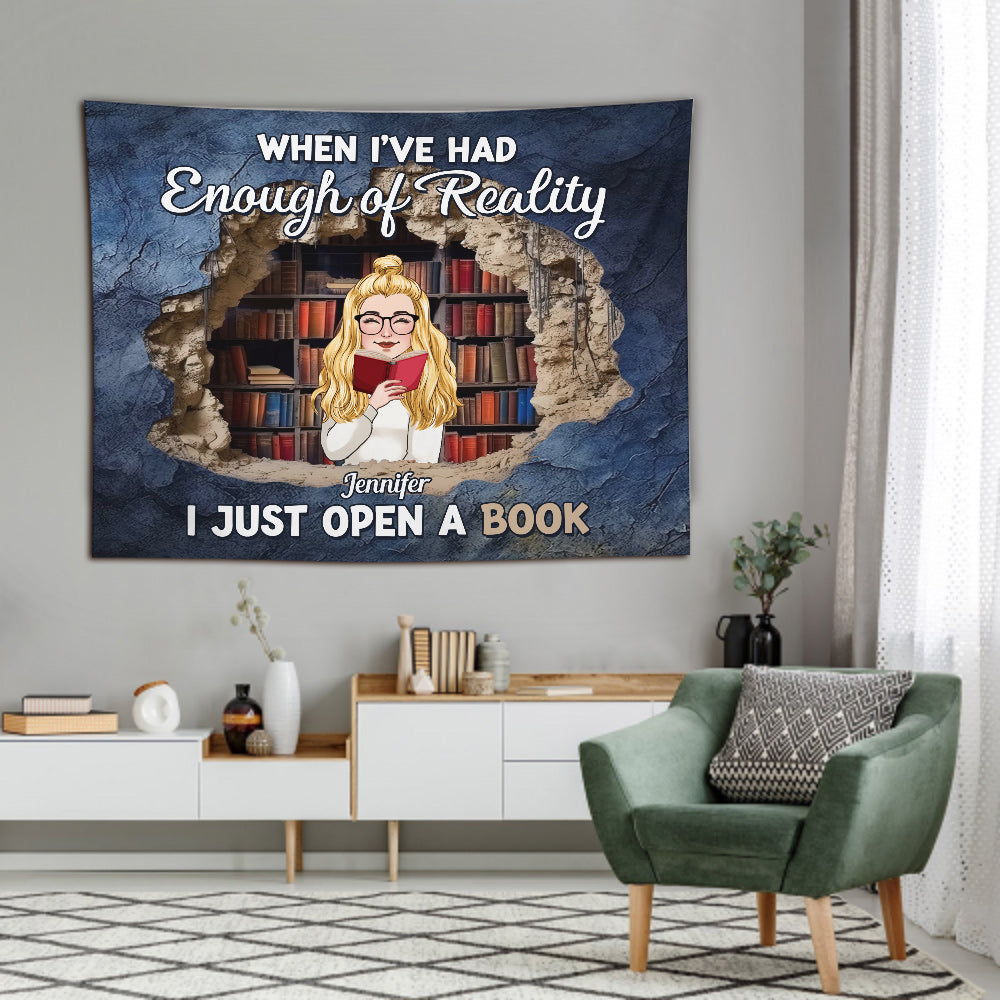 I Just Open My Book - Book gift for mom, daughter, girlfriend, wife - Personalized Wall Tapestry