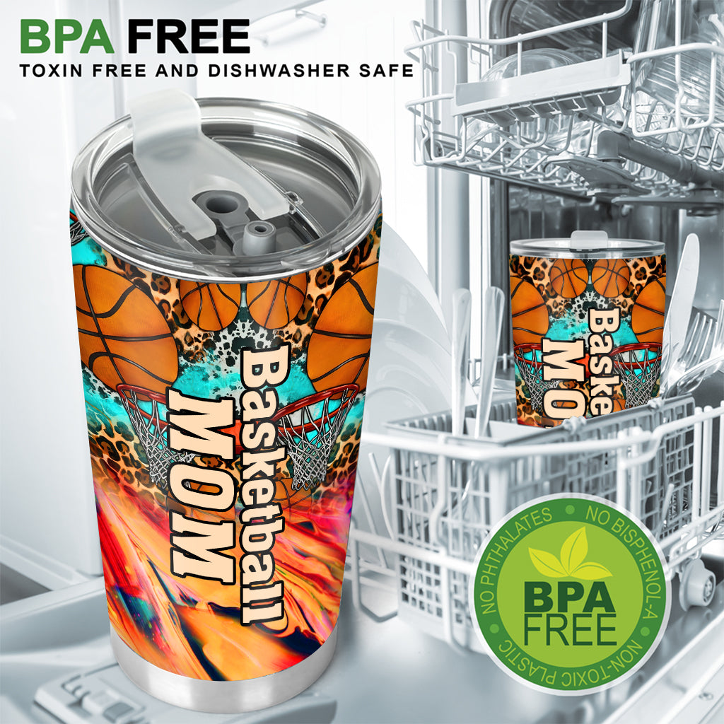 Maman basketteuse léopard - Gobelet personnalisé sur le thème du basket-ball