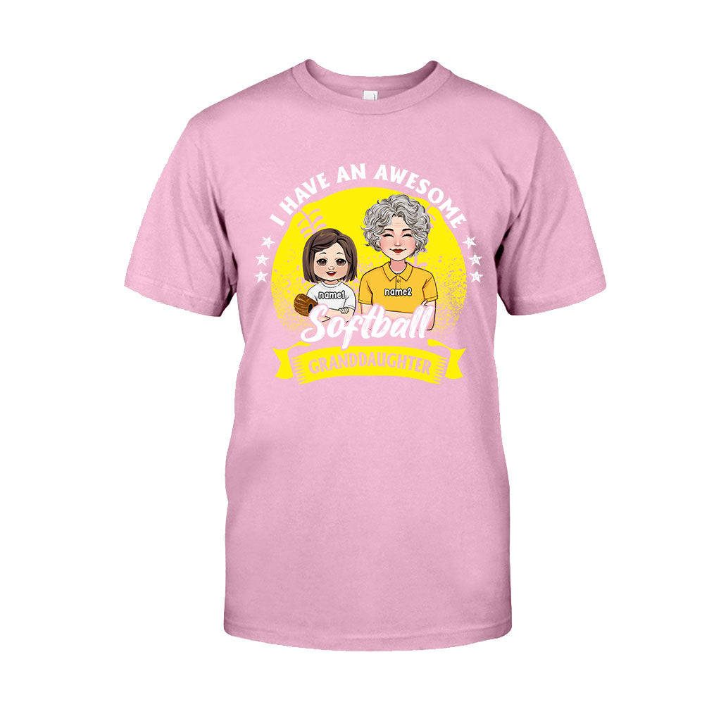 Awesome Softball Granddaughter - Personalized Softball T-shirt And Hoodie