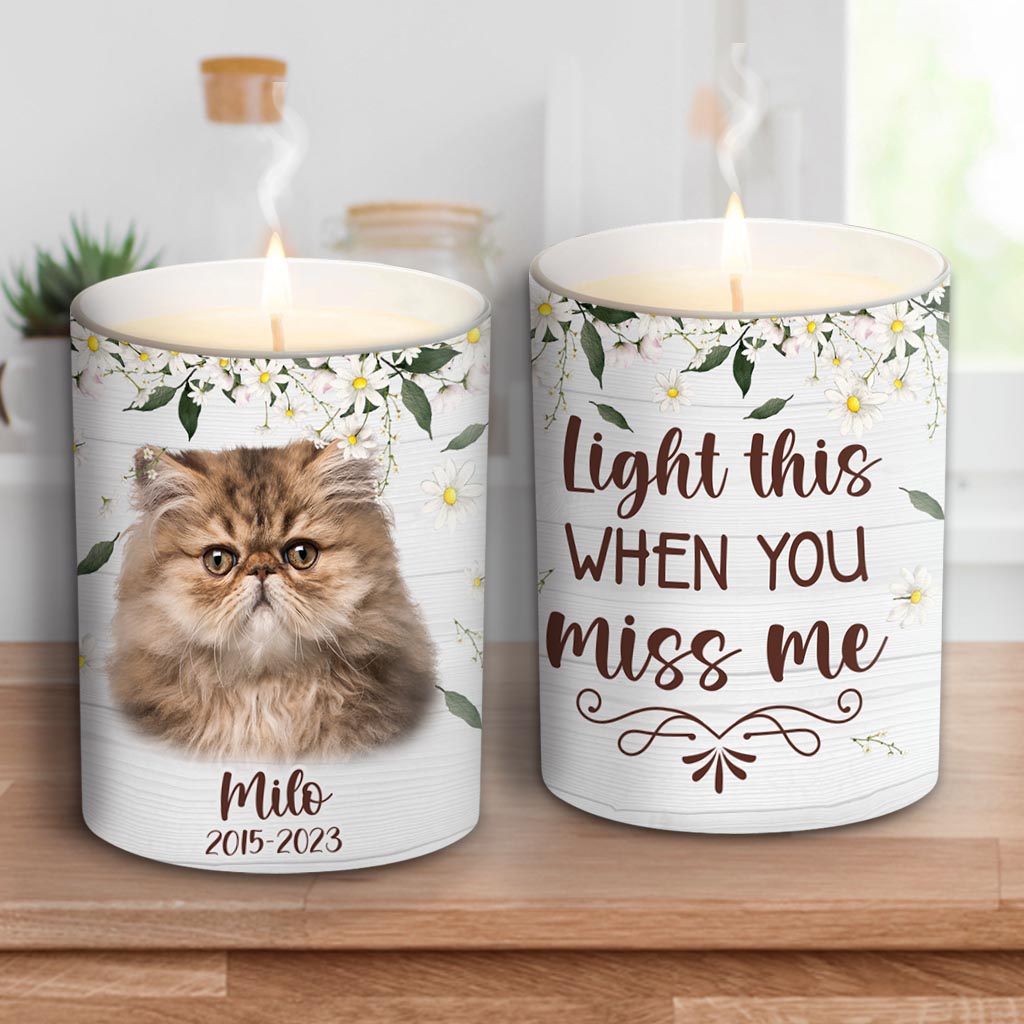 Light This When You Miss Me - Dog gift for who lose dog, who lose cat - Personalized Candle With Wooden Lid