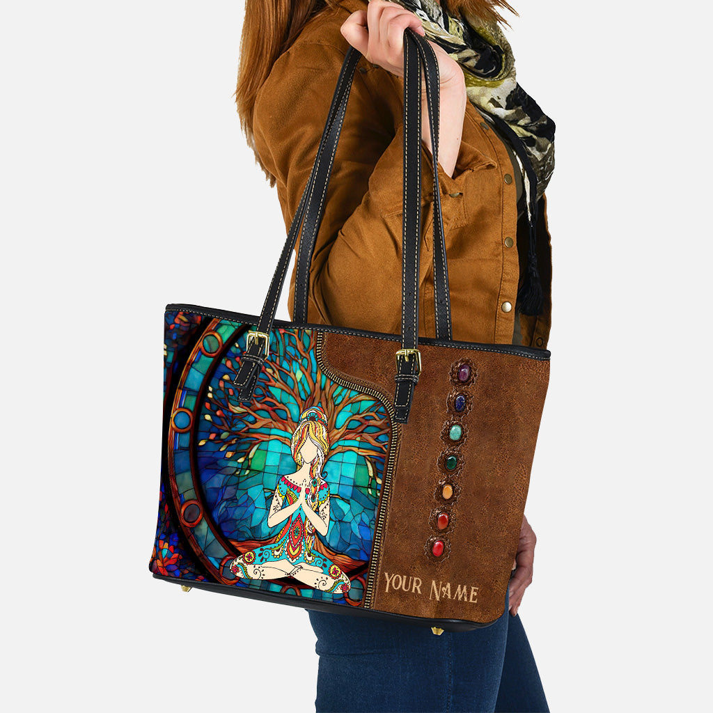 Namaste Green - Personalized Yoga Leather Bag